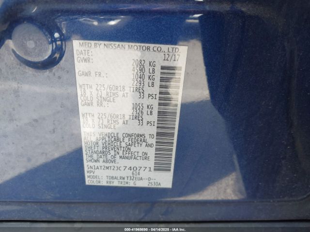5N1AT2MT2JC740771 Nissan Rogue Sl