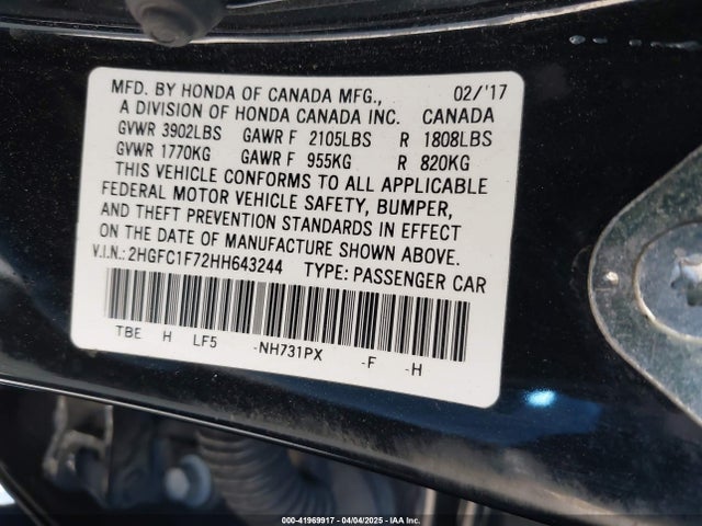 2HGFC1F72HH643244 Honda Civic Ex-l