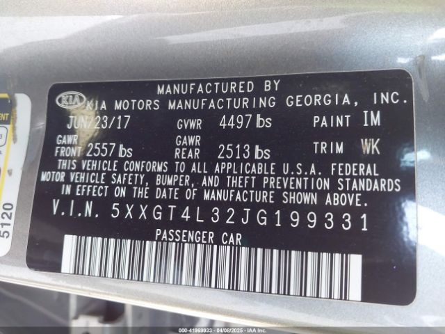 5XXGT4L32JG199331 KIA Optima Lx