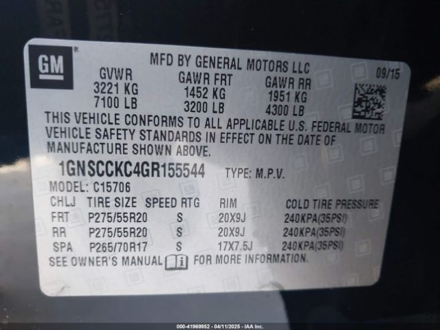 1GNSCCKC4GR155544 Chevrolet Tahoe Ltz