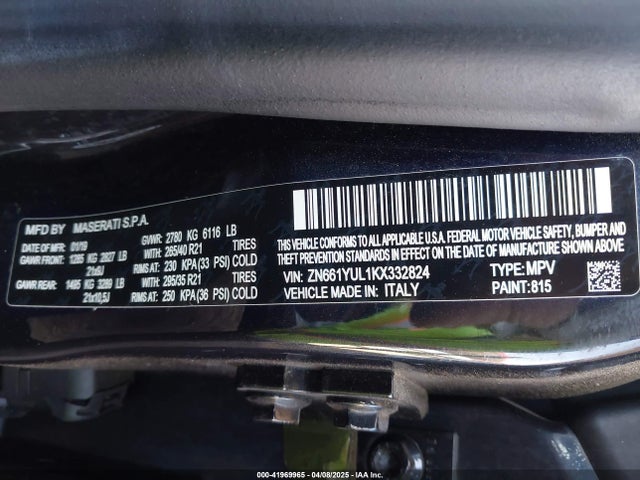 ZN661YUL1KX332824 Maserati Levante S Granlusso