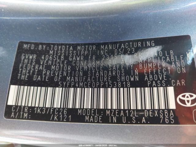 5YFP4MCE0PP153818 Toyota COROLLA SE