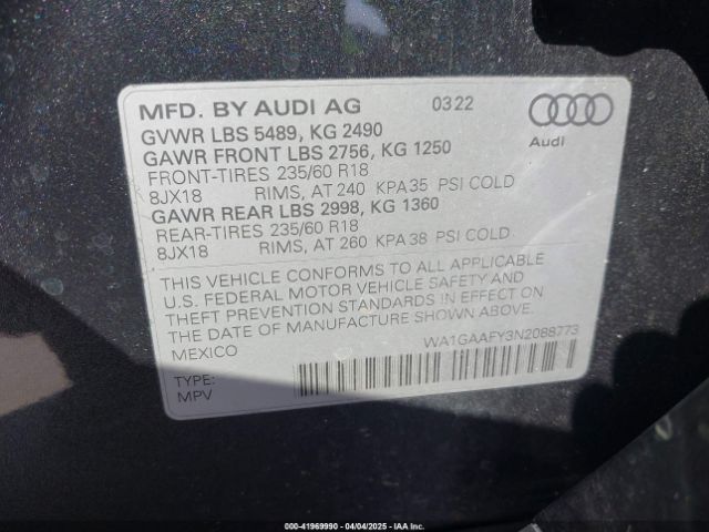 2022 AUDI Q5 WA1GAAFY3N2088773 Photo 8