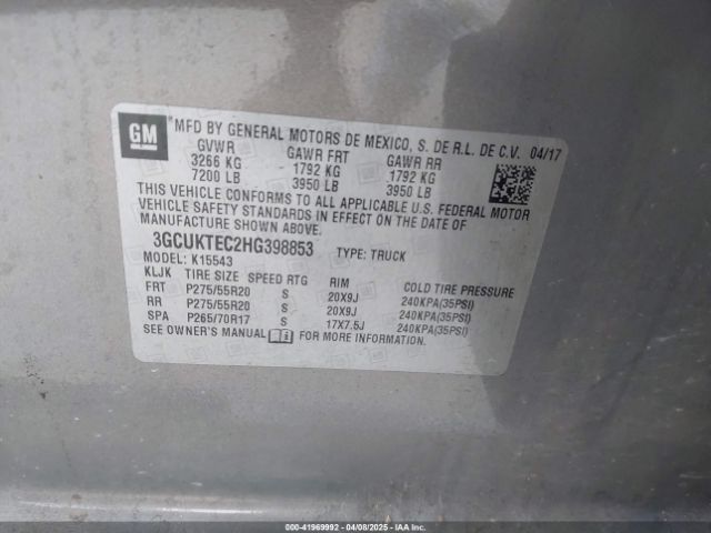 3GCUKTEC2HG398853 Chevrolet Silverado 1500
