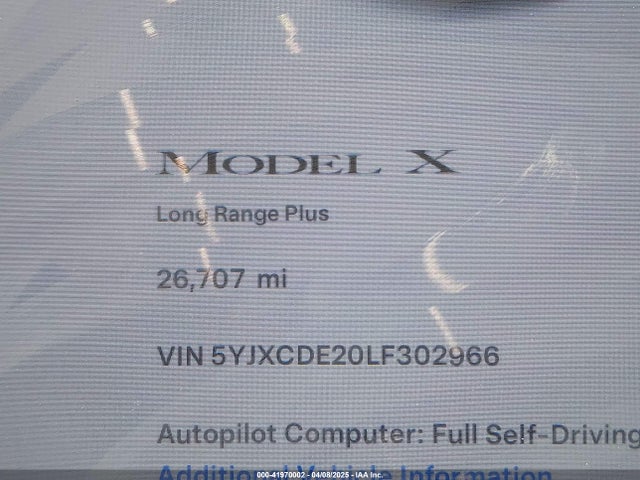 5YJXCDE20LF302966 Tesla MODEL X