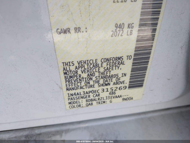 1N4AL3AP0EC315269 Nissan Altima 2.5 S