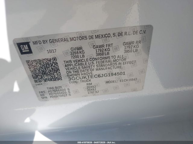 3GCUKTEC6JG194501 Chevrolet Silverado 1500 High Country