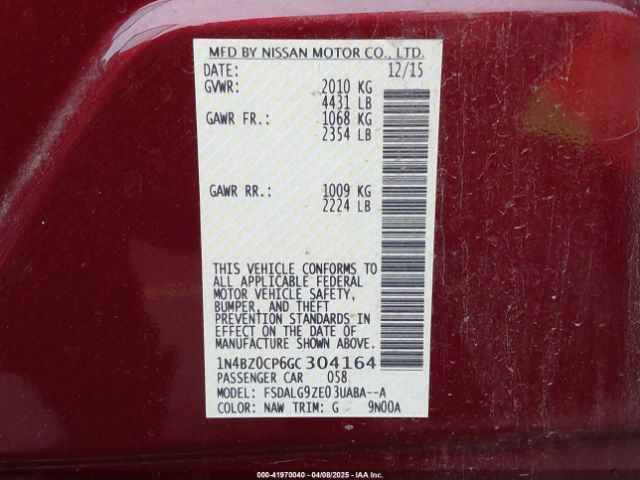 1N4BZ0CP6GC304164 Nissan Leaf Sl