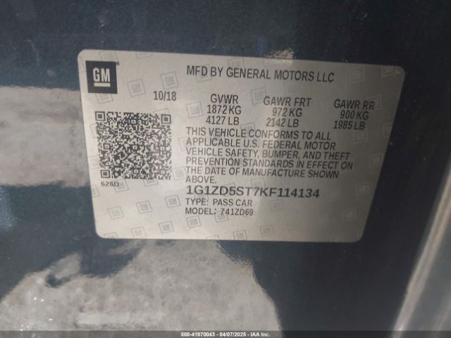 1G1ZD5ST7KF114134 Chevrolet MALIBU LT