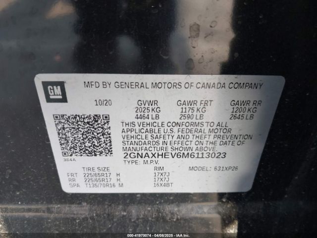 2GNAXHEV6M6113023 Chevrolet Equinox Fwd Ls