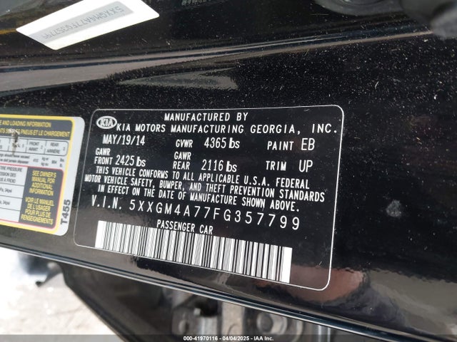 5XXGM4A77FG357799 KIA Optima Lx