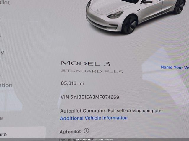 5YJ3E1EA3MF074669 Tesla Model 3 Standard Range Plus Rear-wheel Drive