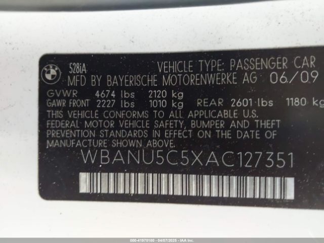2010 BMW 528I WBANU5C5XAC127351 Photo 8