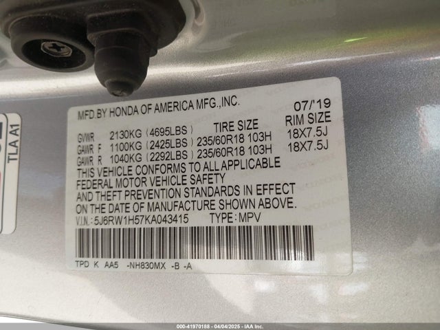 5J6RW1H57KA043415 Honda CR-V EX