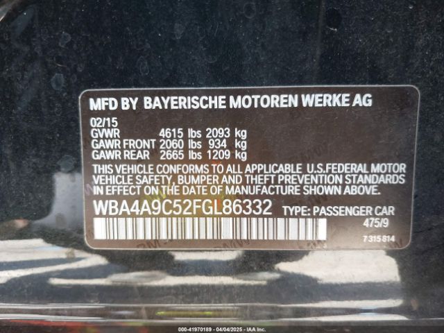 WBA4A9C52FGL86332 BMW 428 Gran Coupe