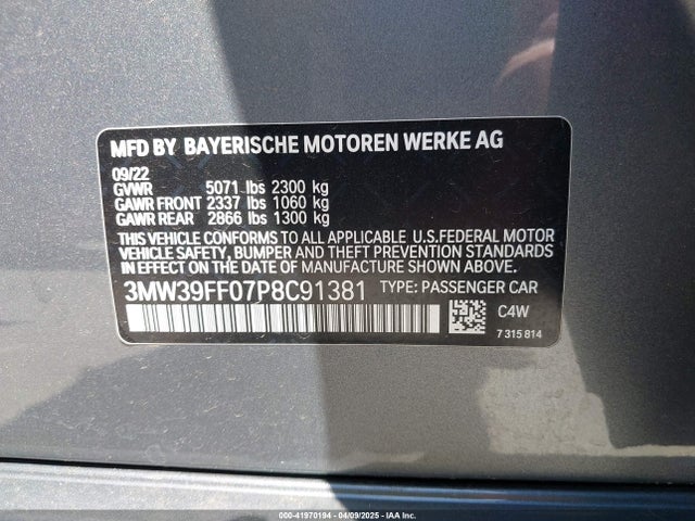 BMW 3 Series 330e 2023 3MW39FF07P8C91381 Image 9