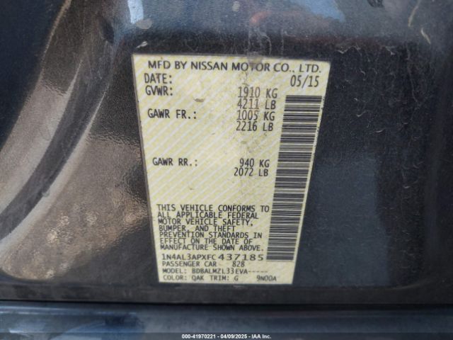1N4AL3APXFC437185 Nissan Altima 2.5 Sv