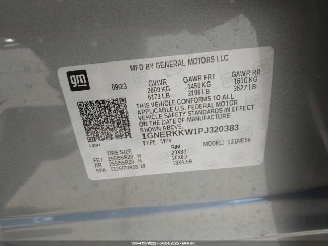 1GNERKKW1PJ320383 Chevrolet Traverse Fwd Premier