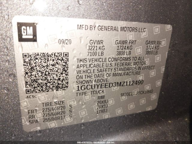 1GCUYEED3MZ112490 Chevrolet Silverado 1500 4wd  Short Bed Rst