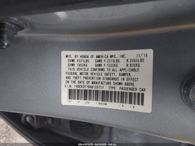 1HGCR2F76HA105717 Honda ACCORD EX