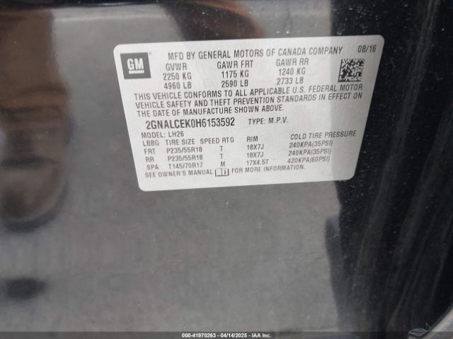 2GNALCEK0H6153592 Chevrolet EQUINOX LT