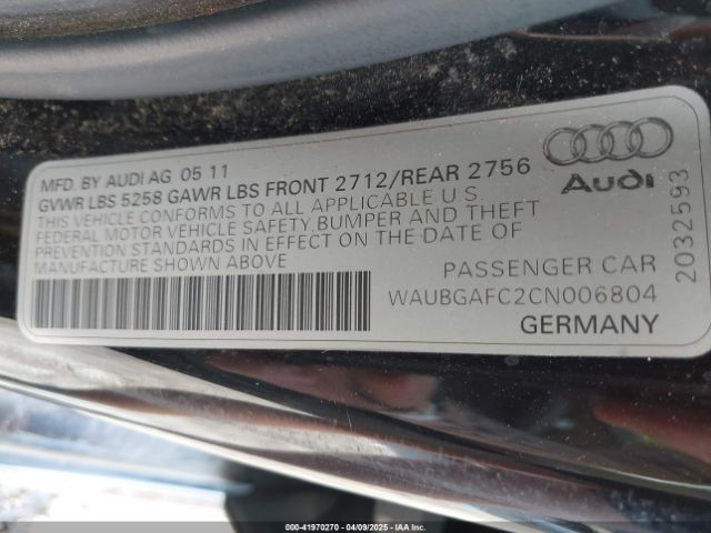2012 AUDI A6 WAUBGAFC2CN006804 Photo 8