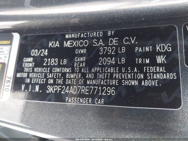 3KPF24AD7RE771296 KIA Forte Lxs