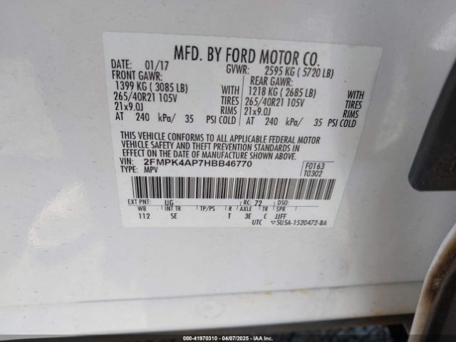 2017 FORD EDGE 2FMPK4AP7HBB46770 Photo 8