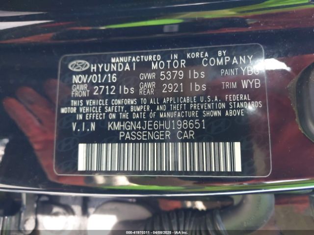 KMHGN4JE6HU198651 Genesis G80 3.8