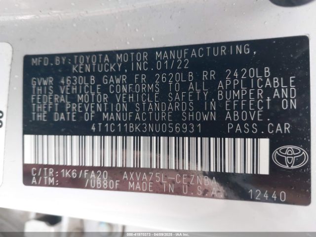 4T1C11BK3NU056931 Toyota Camry Le Awd