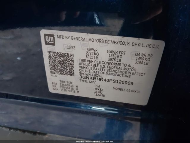 3GNKBHR40PS120009 Chevrolet Blazer Awd 2lt