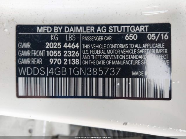 WDDSJ4GB1GN385737 Mercedes-Benz CLA 250 4MATIC