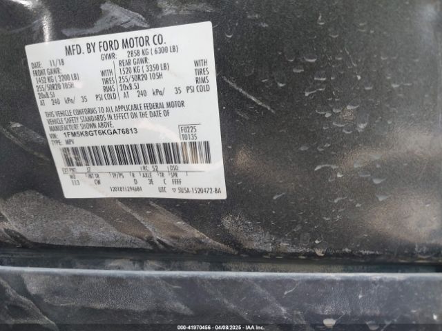 1FM5K8GT6KGA76813 Ford EXPLORER SPORT