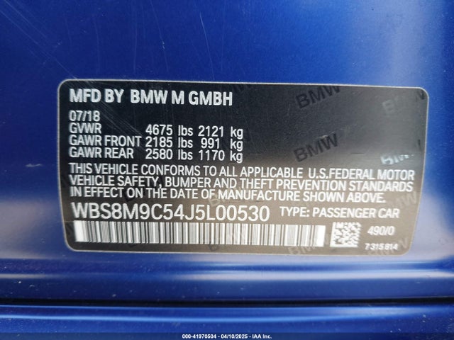 WBS8M9C54J5L00530 BMW 2018