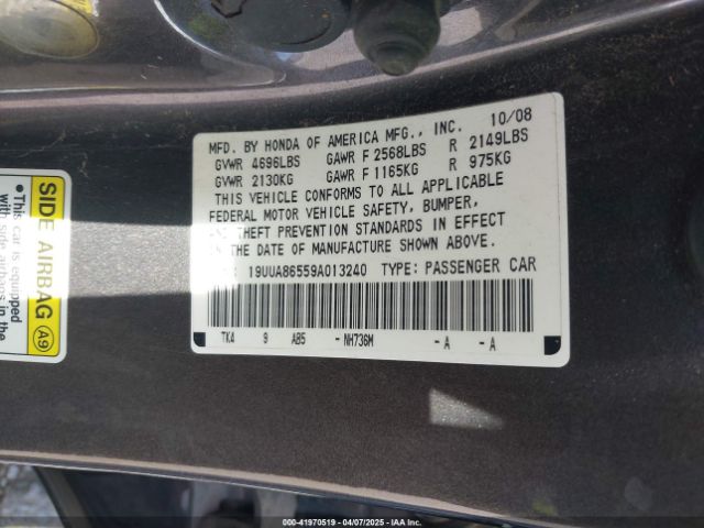 2009 ACURA TL 19UUA86559A013240 Photo 8