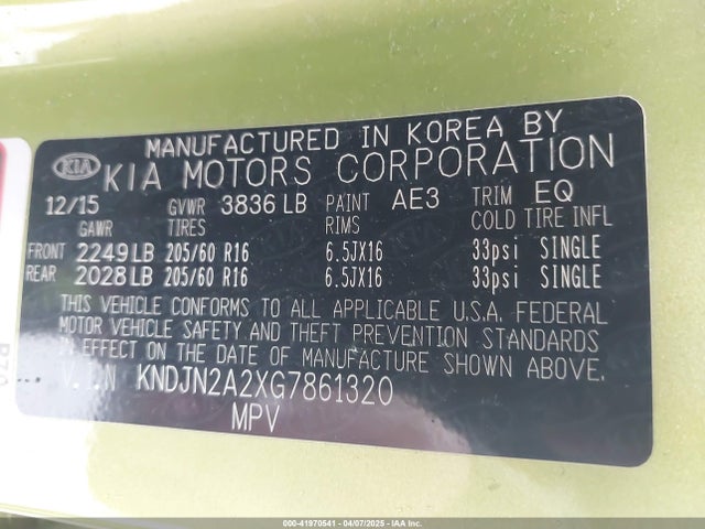 KNDJN2A2XG7861320 KIA Soul