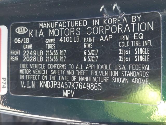 KNDJP3A57K7649865 KIA SOUL +