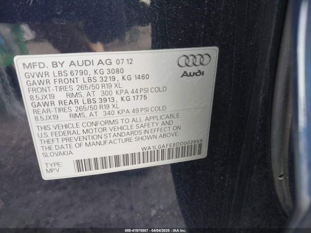 2013 AUDI Q7 WA1LGAFE8DD002959 Photo 8
