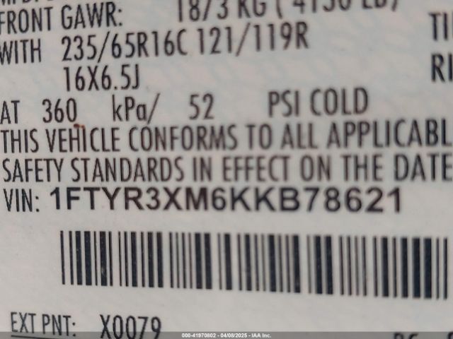 1FTYR3XM6KKB78621 Ford Transit-250