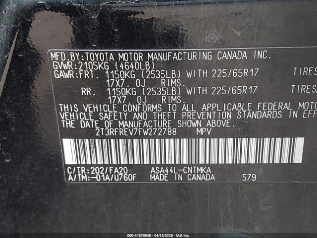 2T3RFREV7FW272788 Toyota Rav4 Xle