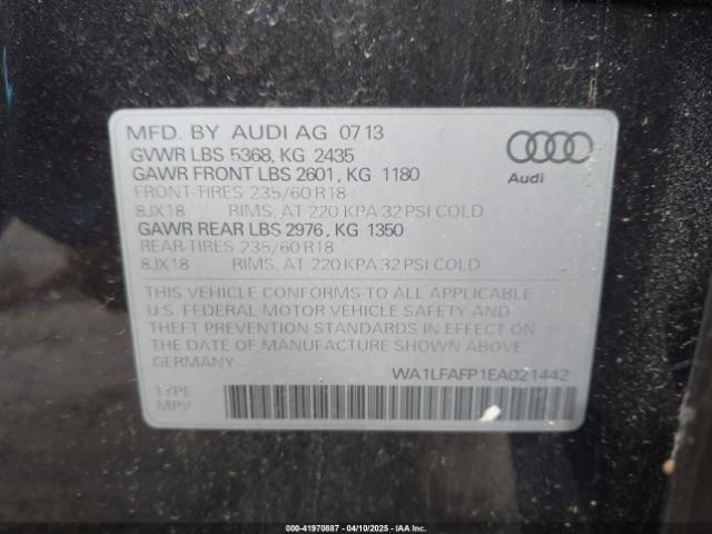WA1LFAFP1EA021442 Audi Q5 2.0t Premium