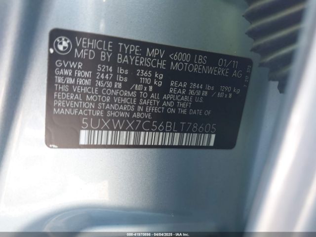 2011 BMW X3 5UXWX7C56BLT78605 Photo 8