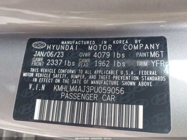 KMHLM4AJ3PU059056 Hyundai Elantra Hybrid Blue