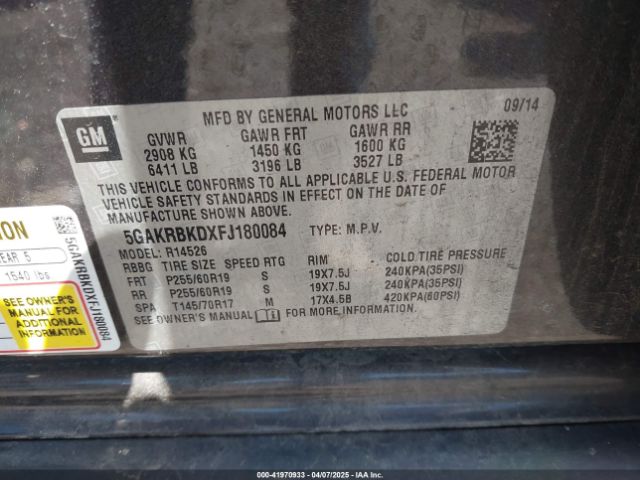 5GAKRBKDXFJ180084 Buick Enclave Leather