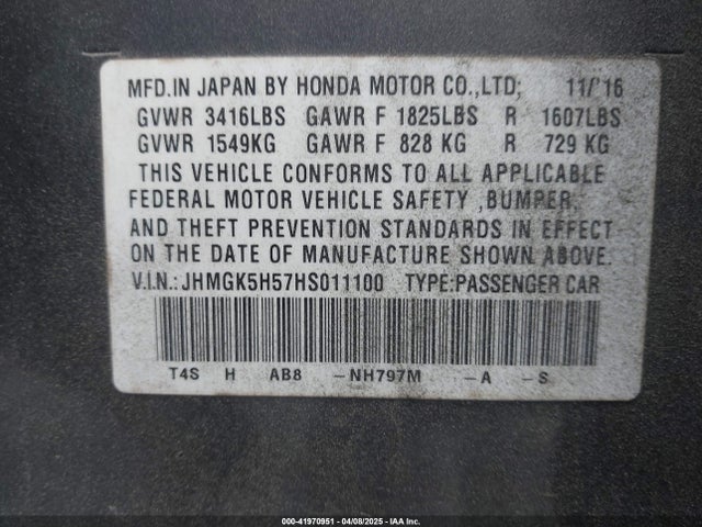 JHMGK5H57HS011100 Honda FIT LX