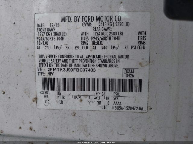 2FMTK3J99FBC37403 Ford EDGE SEL
