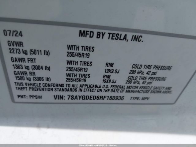 7SAYGDED6RF160936 Tesla Model Y Long Range Dual Motor All-wheel Drive/rwd