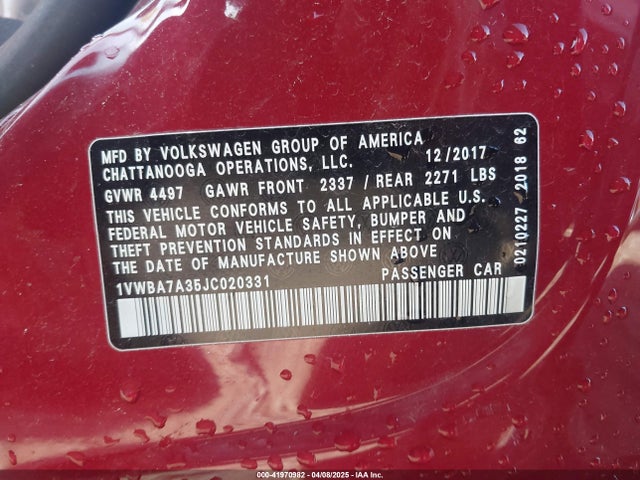1VWBA7A35JC020331 Volkswagen Passat 2.0t Se