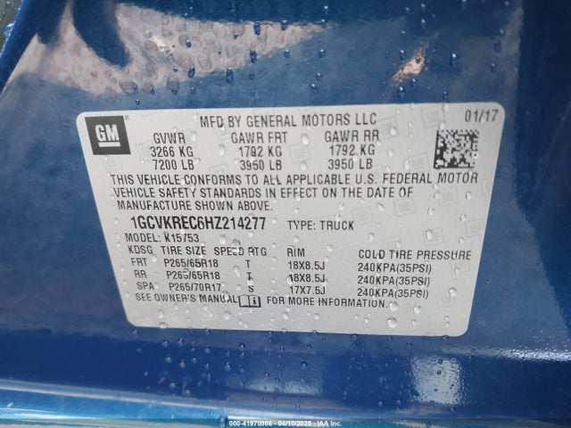 1GCVKREC6HZ214277 Chevrolet Silverado 1500 1lt