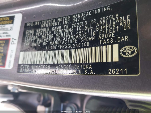 4T1BF1FK3GU246108 Toyota CAMRY SE